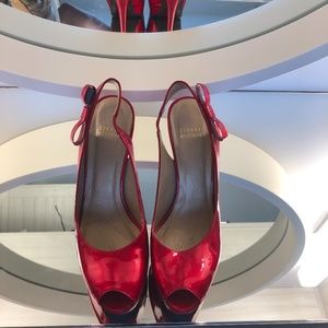 Stuart Weitzman Red Patent leather peep toe